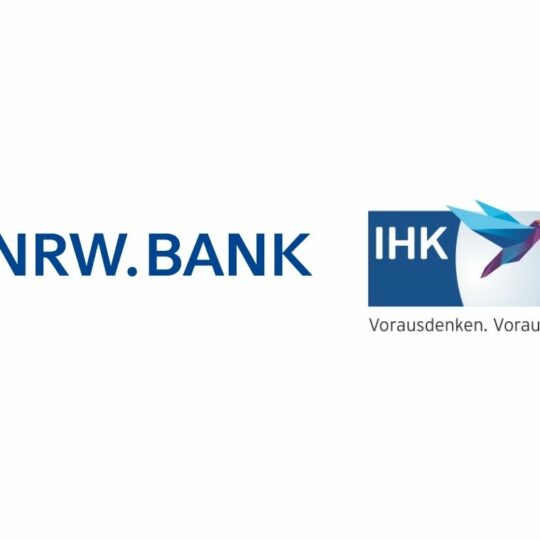 Links sieht man das Logo der NRW.BANK und rechts das Logo der IHK Mittleres Ruhrgebiet