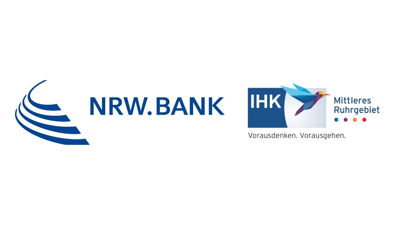 Links sieht man das Logo der NRW.BANK und rechts das Logo der IHK Mittleres Ruhrgebiet
