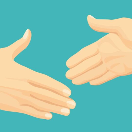 Sich die Hand geben.