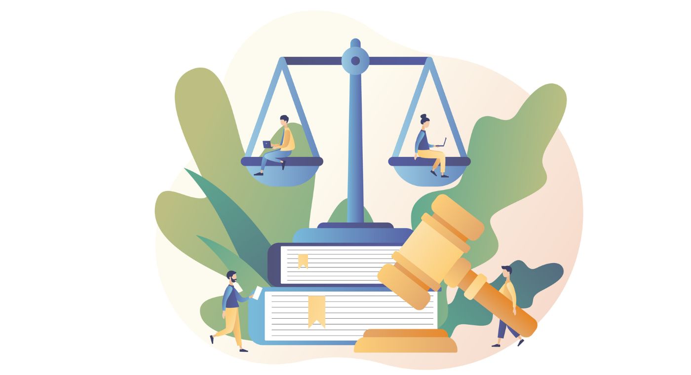 Illustration winzige Leute im Obersten Gerichtshof