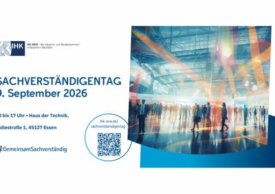 Grafik Sachverständigentag am 9. September 2026, von 10 Uhr bis 17 Uhr im Haus der Technik