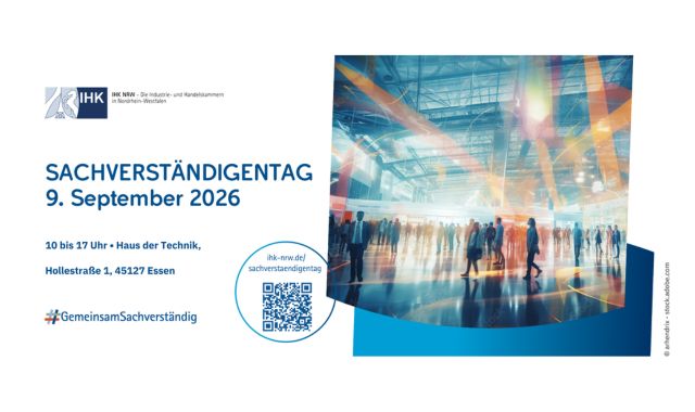 Grafik Sachverständigentag am 9. September 2026, von 10 Uhr bis 17 Uhr im Haus der Technik