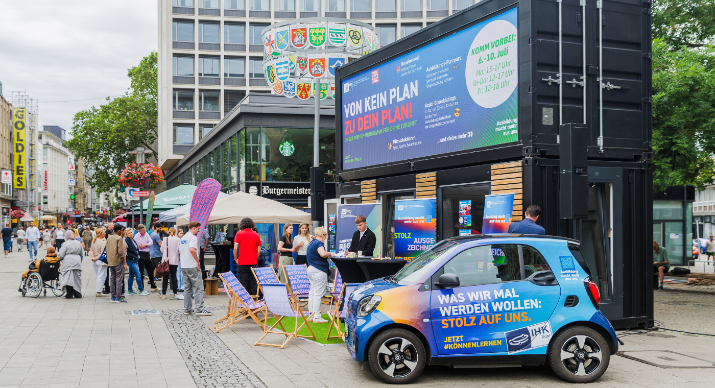 Pop-Up Aus- und Weiterbildung in der Essener Innenstadt.